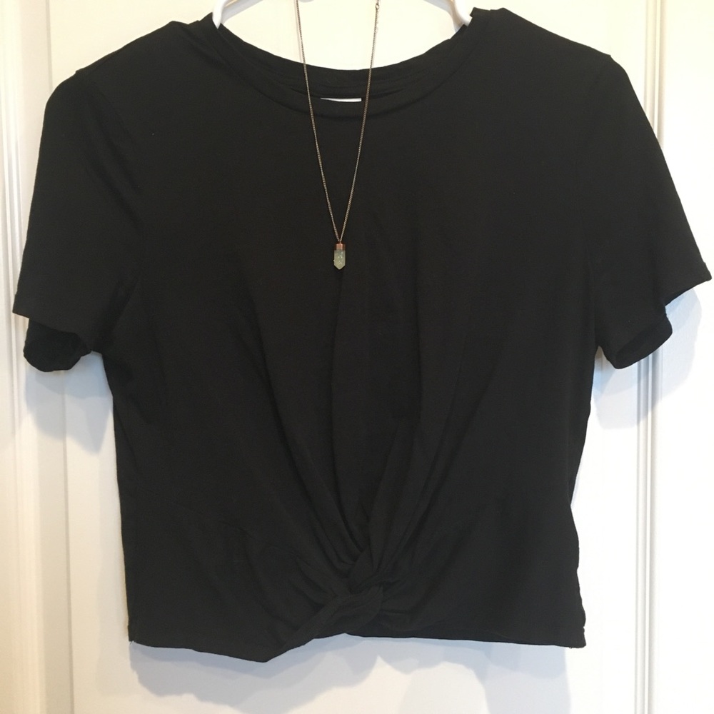 H&M Black Front Crop Top Shirt
